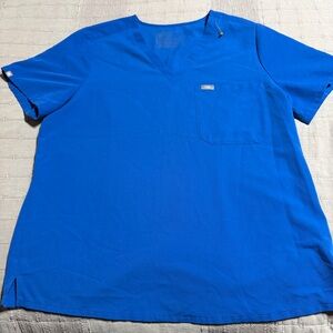 FIGS Women's Short Sleeve V-Neck Scrub Top in Royal Blue